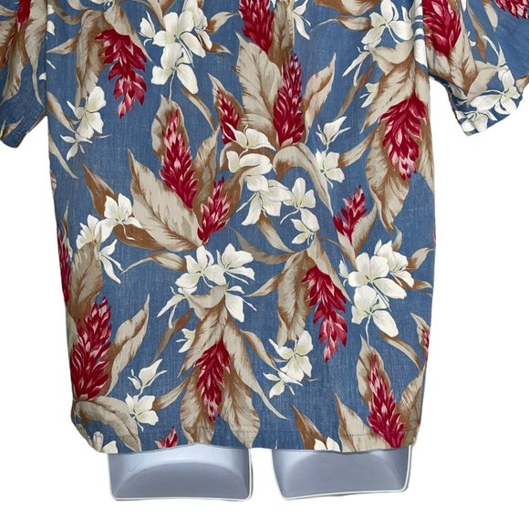 Hilo Hattie Aloha Vintage Blue Floral Hawaiian Beach Vacation Shirt Large - Picture 8 of 10